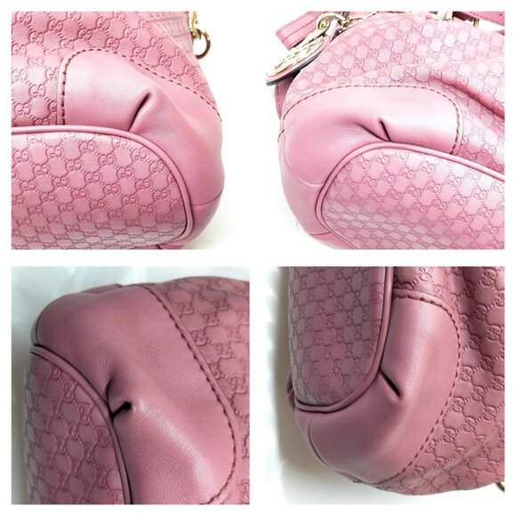 Authentic Gucci Pink Leather Hand Bag mon585-111325 - Picture 9 of 16